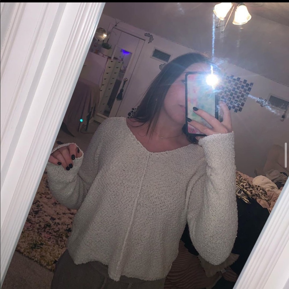 white sweater